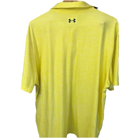 Under Armour Mens Active Top sz 2XL Yellow Loose Fit Polo Breathable Stretch - Picture 5 of 7